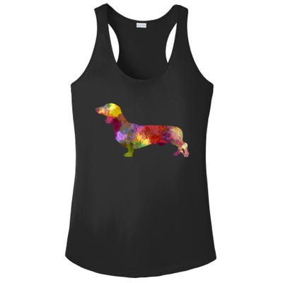 Dachshund In Watercolor Ladies PosiCharge Competitor Racerback Tank