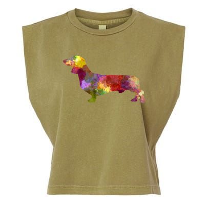 Dachshund In Watercolor Garment-Dyed Women's Muscle Tee