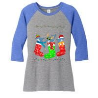 Dolphin In Xmas Socks Funny Holiday Ugly Sweater Christmas Meaningful Gift Women's Tri-Blend 3/4-Sleeve Raglan Shirt