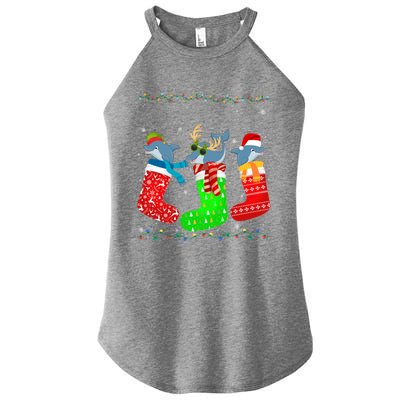 Dolphin In Xmas Socks Funny Holiday Ugly Sweater Christmas Meaningful Gift Women’s Perfect Tri Rocker Tank