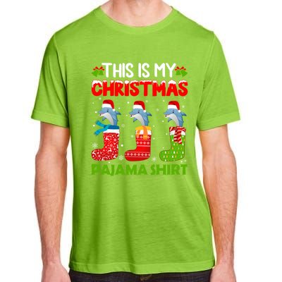 Dolphin In Xmas Socks This Is My Dolphin Christmas Pajama Funny Gift Adult ChromaSoft Performance T-Shirt