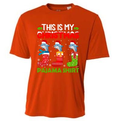 Dolphin In Xmas Socks This Is My Dolphin Christmas Pajama Funny Gift Cooling Performance Crew T-Shirt