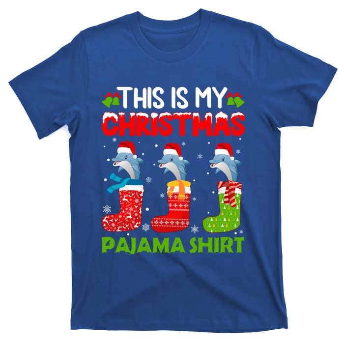 Dolphin In Xmas Socks This Is My Dolphin Christmas Pajama Funny Gift T-Shirt