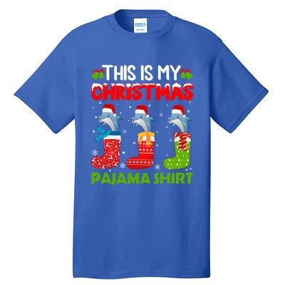 Dolphin In Xmas Socks This Is My Dolphin Christmas Pajama Funny Gift Tall T-Shirt