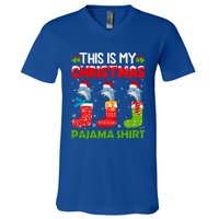 Dolphin In Xmas Socks This Is My Dolphin Christmas Pajama Funny Gift V-Neck T-Shirt