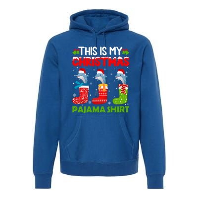 Dolphin In Xmas Socks This Is My Dolphin Christmas Pajama Funny Gift Premium Hoodie