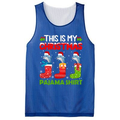 Dolphin In Xmas Socks This Is My Dolphin Christmas Pajama Funny Gift Mesh Reversible Basketball Jersey Tank