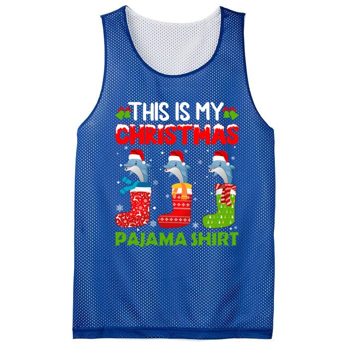 Dolphin In Xmas Socks This Is My Dolphin Christmas Pajama Funny Gift Mesh Reversible Basketball Jersey Tank