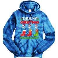 Dolphin In Xmas Socks This Is My Dolphin Christmas Pajama Funny Gift Tie Dye Hoodie