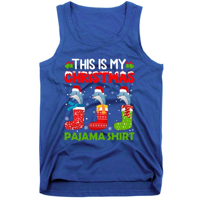 Dolphin In Xmas Socks This Is My Dolphin Christmas Pajama Funny Gift Tank Top