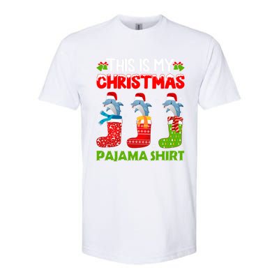 Dolphin In Xmas Socks This Is My Dolphin Christmas Pajama Funny Gift Softstyle CVC T-Shirt