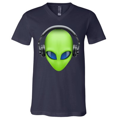 DJ Alien Headphones V-Neck T-Shirt