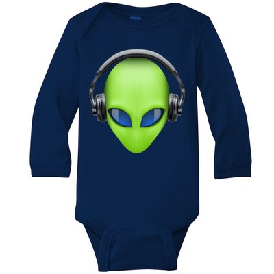 DJ Alien Headphones Baby Long Sleeve Bodysuit