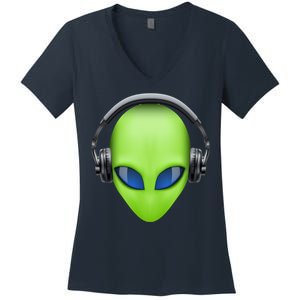 DJ Alien Headphones Women's V-Neck T-Shirt