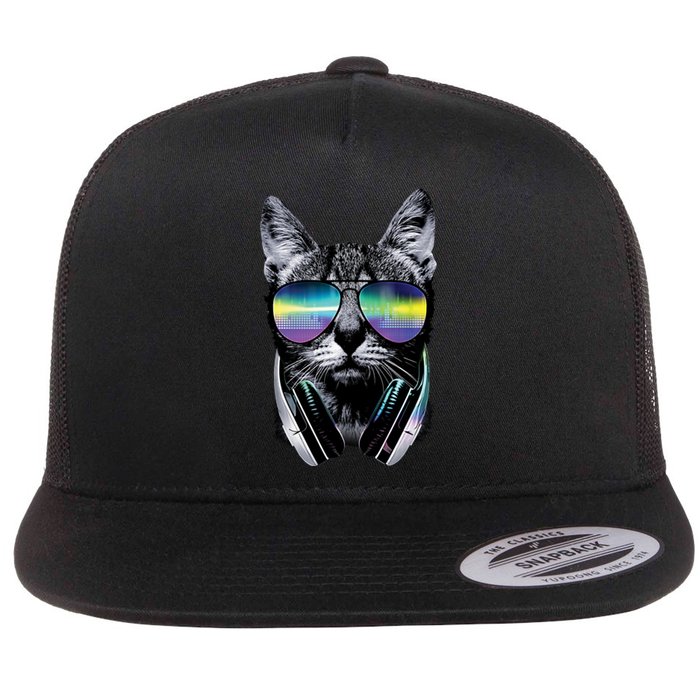 DJ Cat Flat Bill Trucker Hat