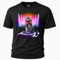 DJ Cat Turntable Mixer Cooling Performance Crew T-Shirt