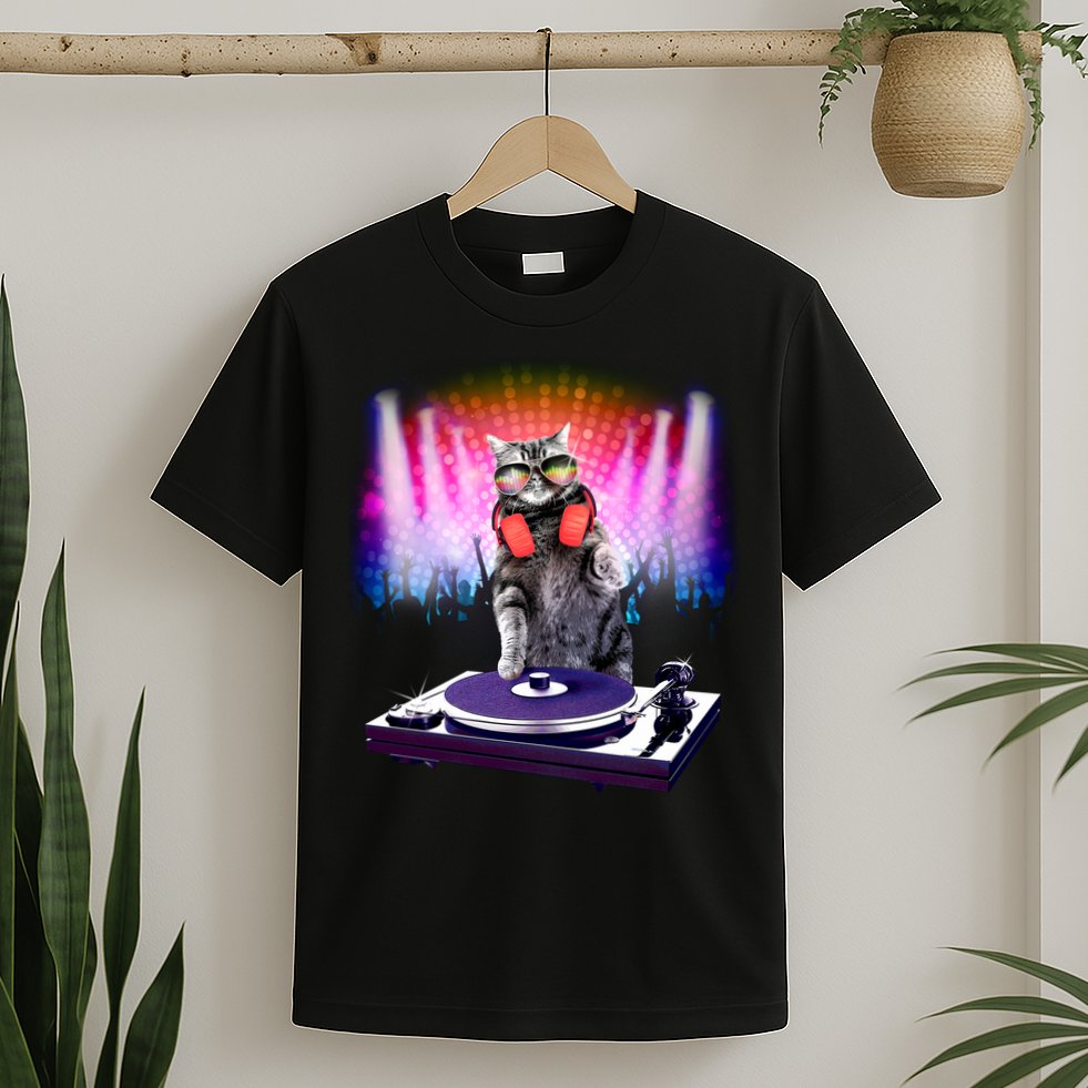 DJ Cat Turntable Mixer T-Shirt