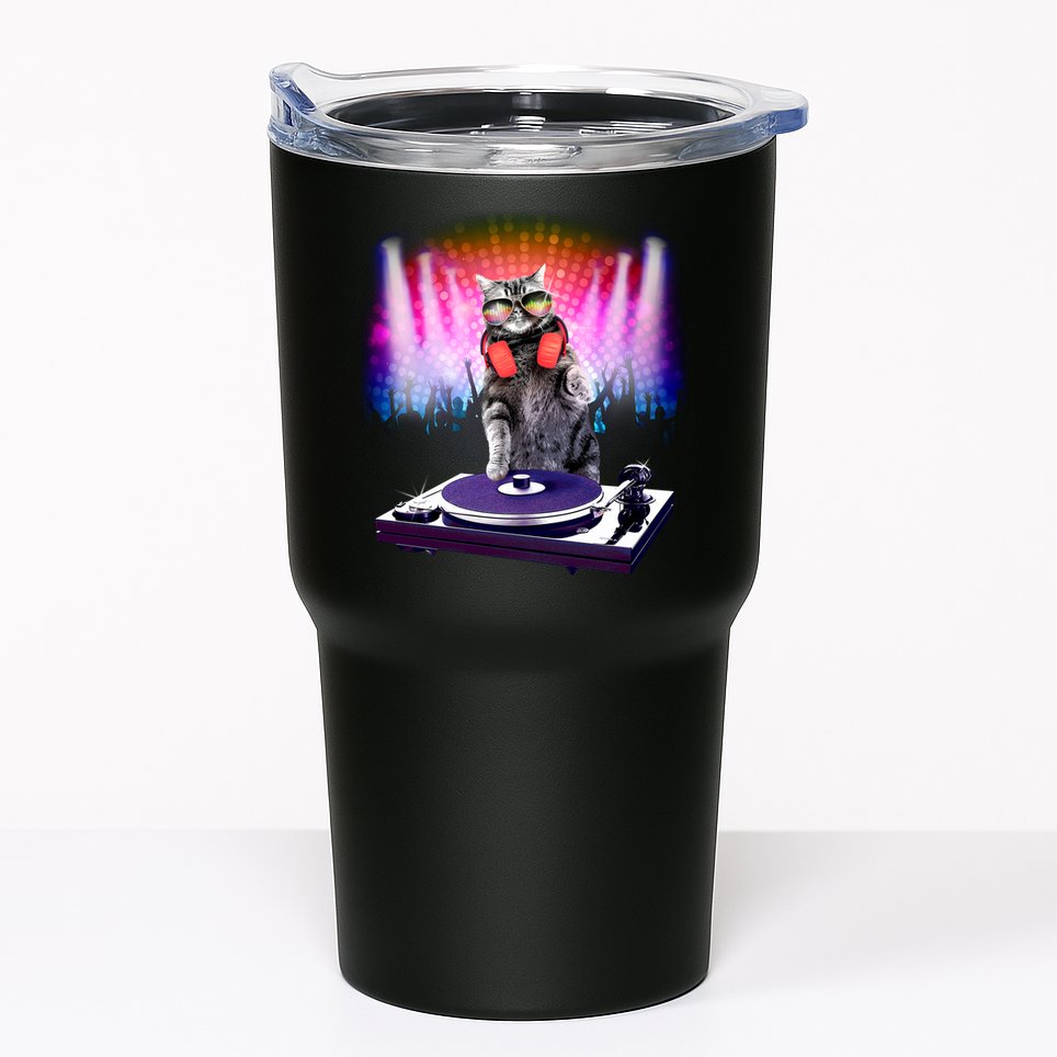 DJ Cat Turntable Mixer Tumbler