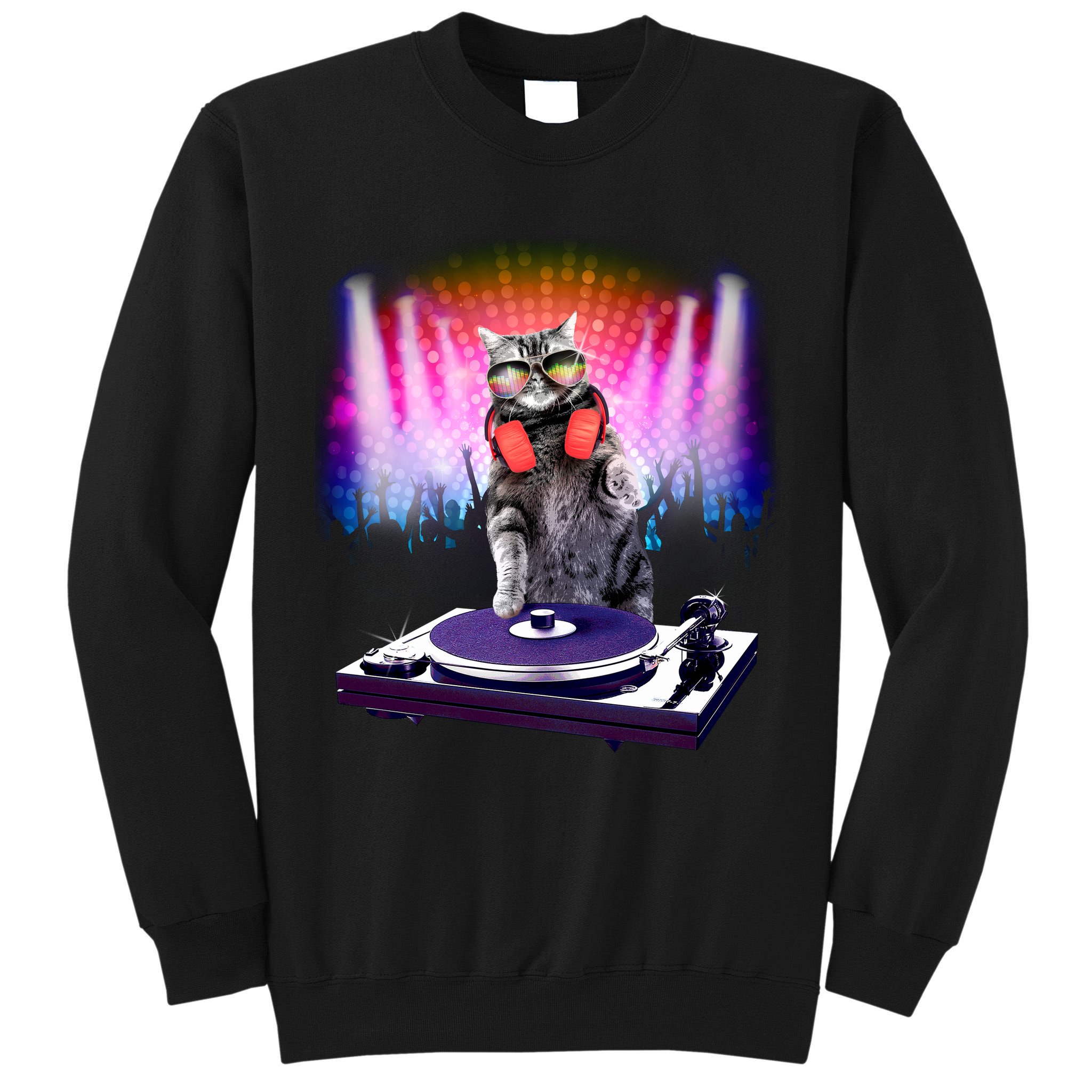 DJ Cat Turntable Mixer Tall Sweatshirt