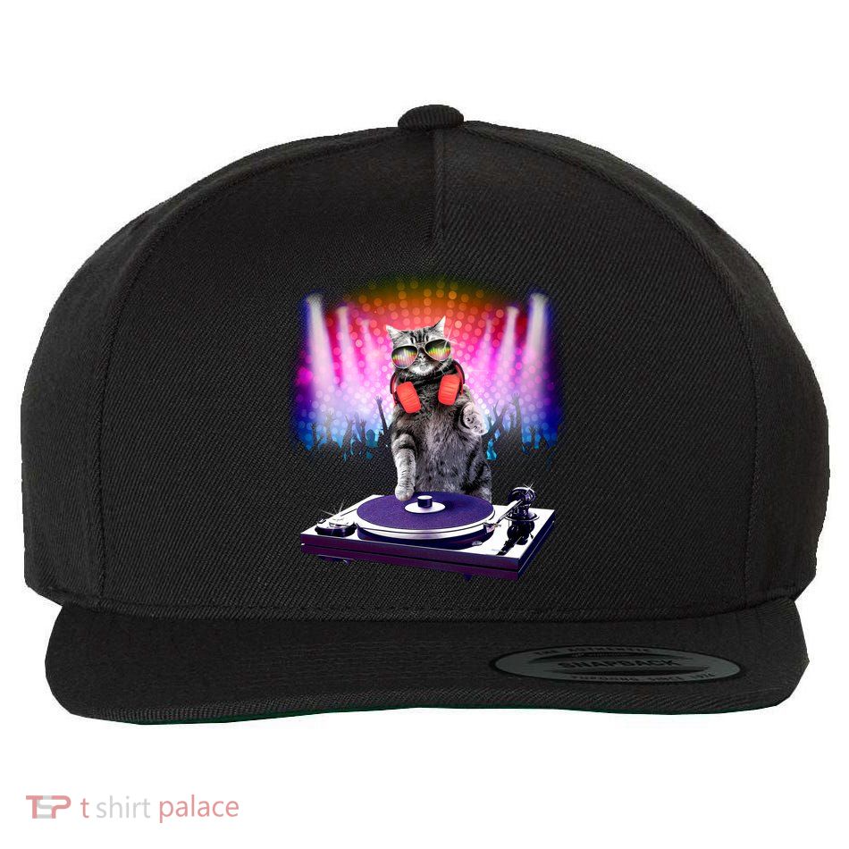 DJ Cat Turntable Mixer Wool Snapback Cap