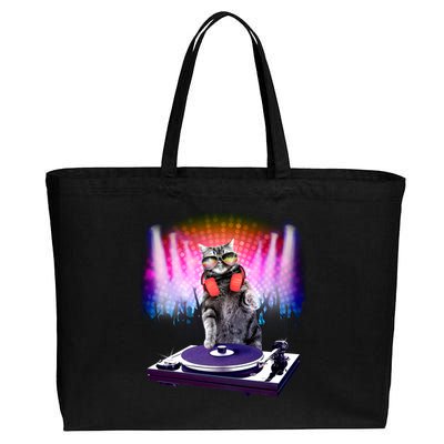 DJ Cat Turntable Mixer Cotton Canvas Jumbo Tote