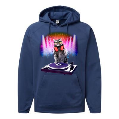 DJ Cat Turntable Mixer Performance Fleece Hoodie