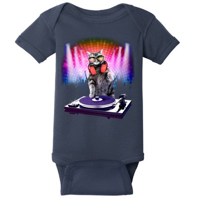 DJ Cat Turntable Mixer Baby Bodysuit