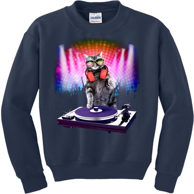 DJ Cat Turntable Mixer Kids Sweatshirt