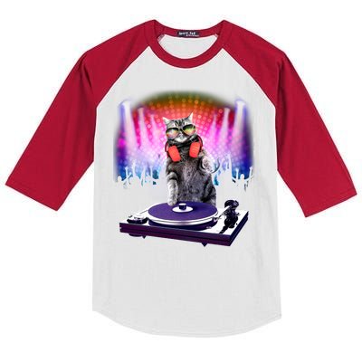 DJ Cat Turntable Mixer Kids Colorblock Raglan Jersey