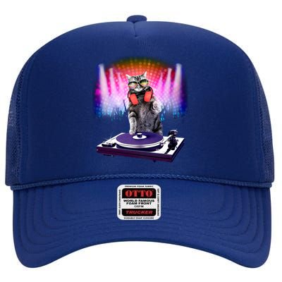 DJ Cat Turntable Mixer High Crown Mesh Back Trucker Hat