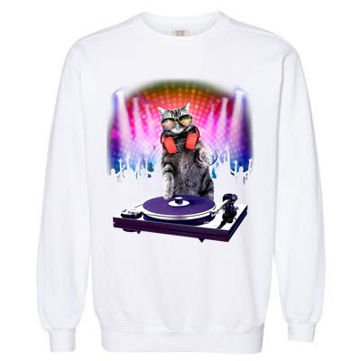 DJ Cat Turntable Mixer Garment-Dyed Sweatshirt