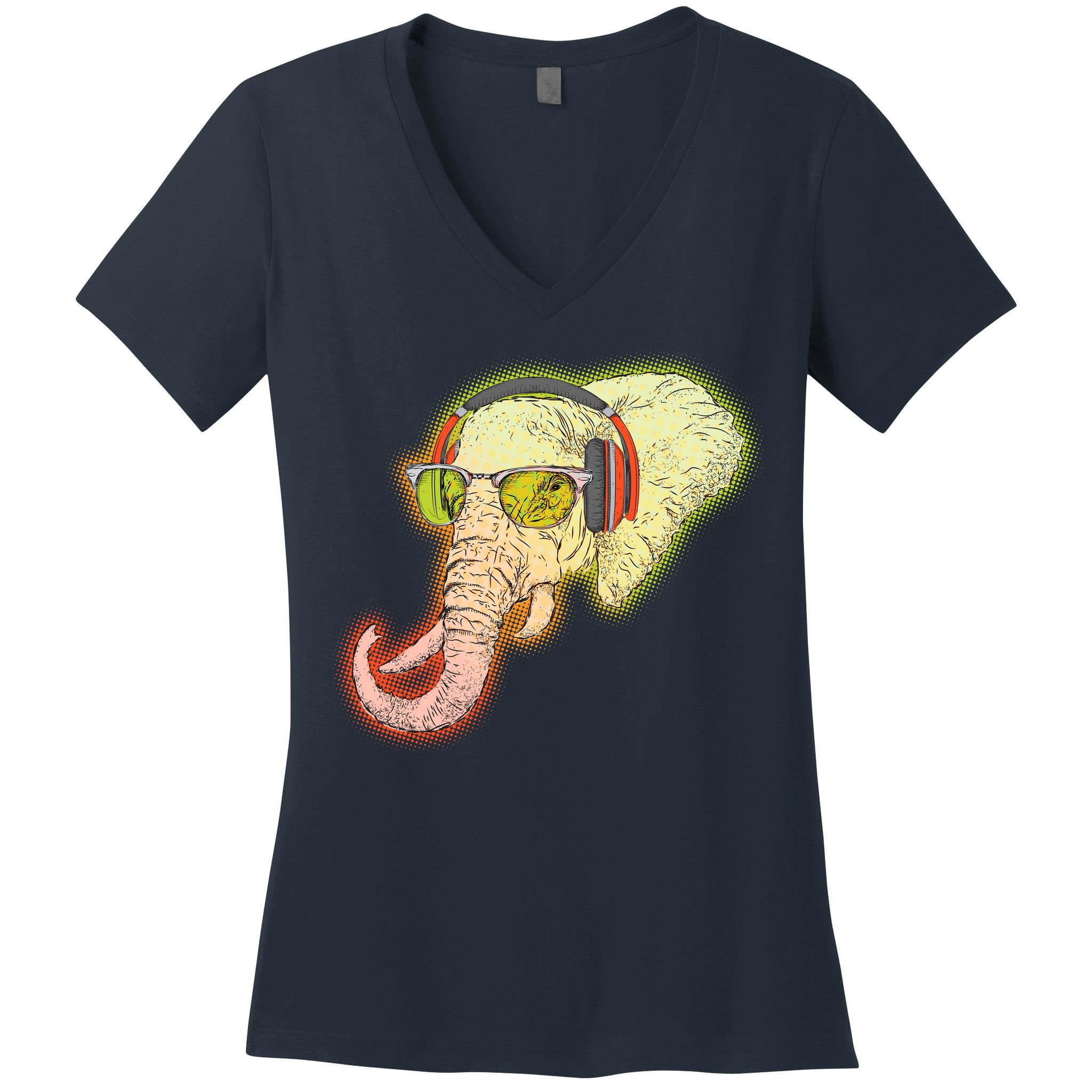 DJ Elephant Women's V-Neck T-Shirt