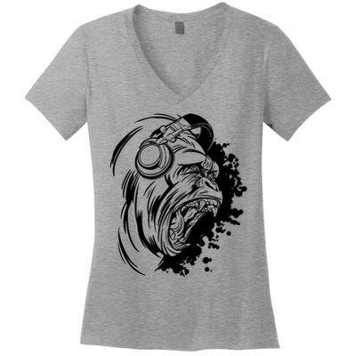DJ Gorilla Women's V-Neck T-Shirt