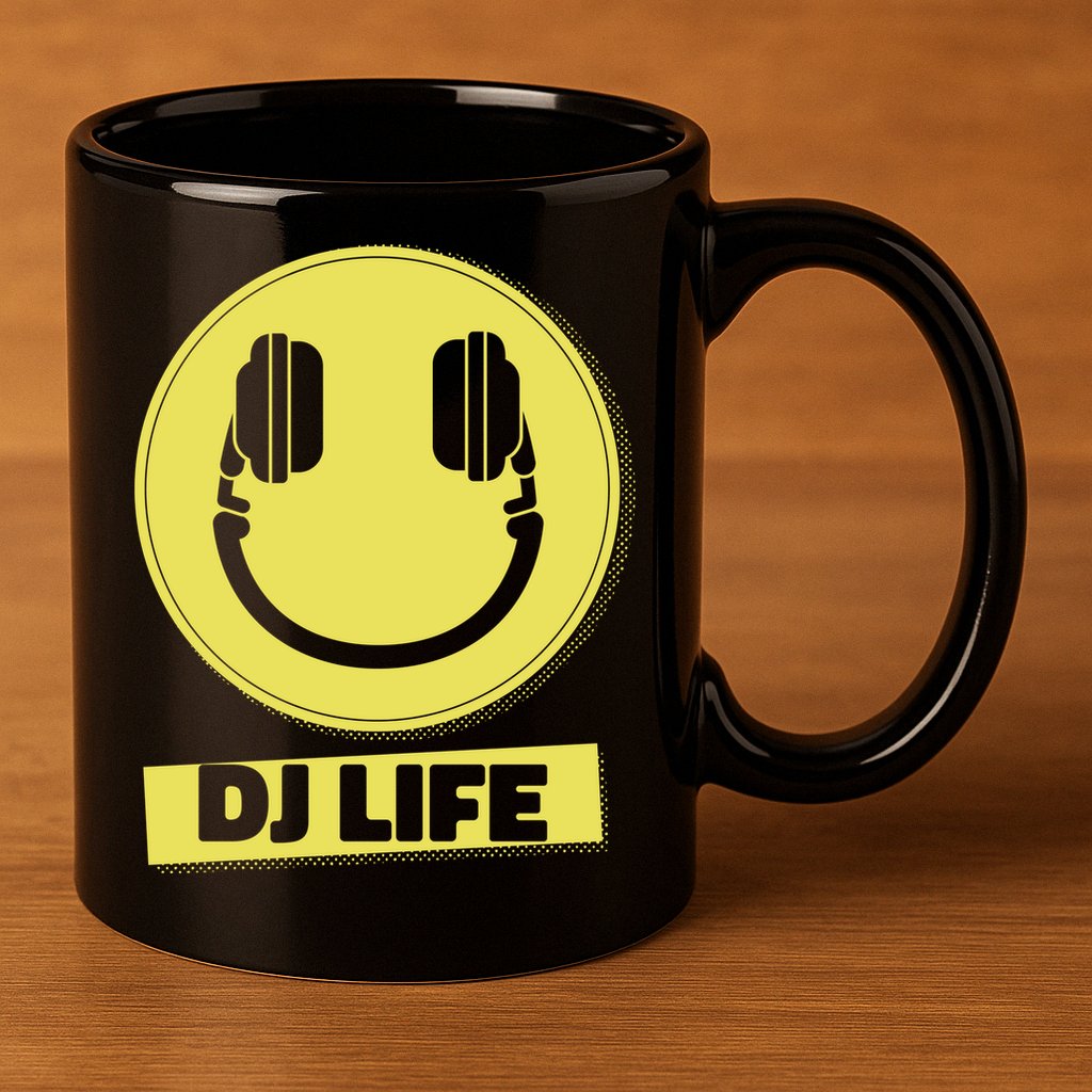 Dj Life Smiley Face 11oz C Handle Ceramic Mug