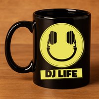Dj Life Smiley Face 11oz C Handle Ceramic Mug