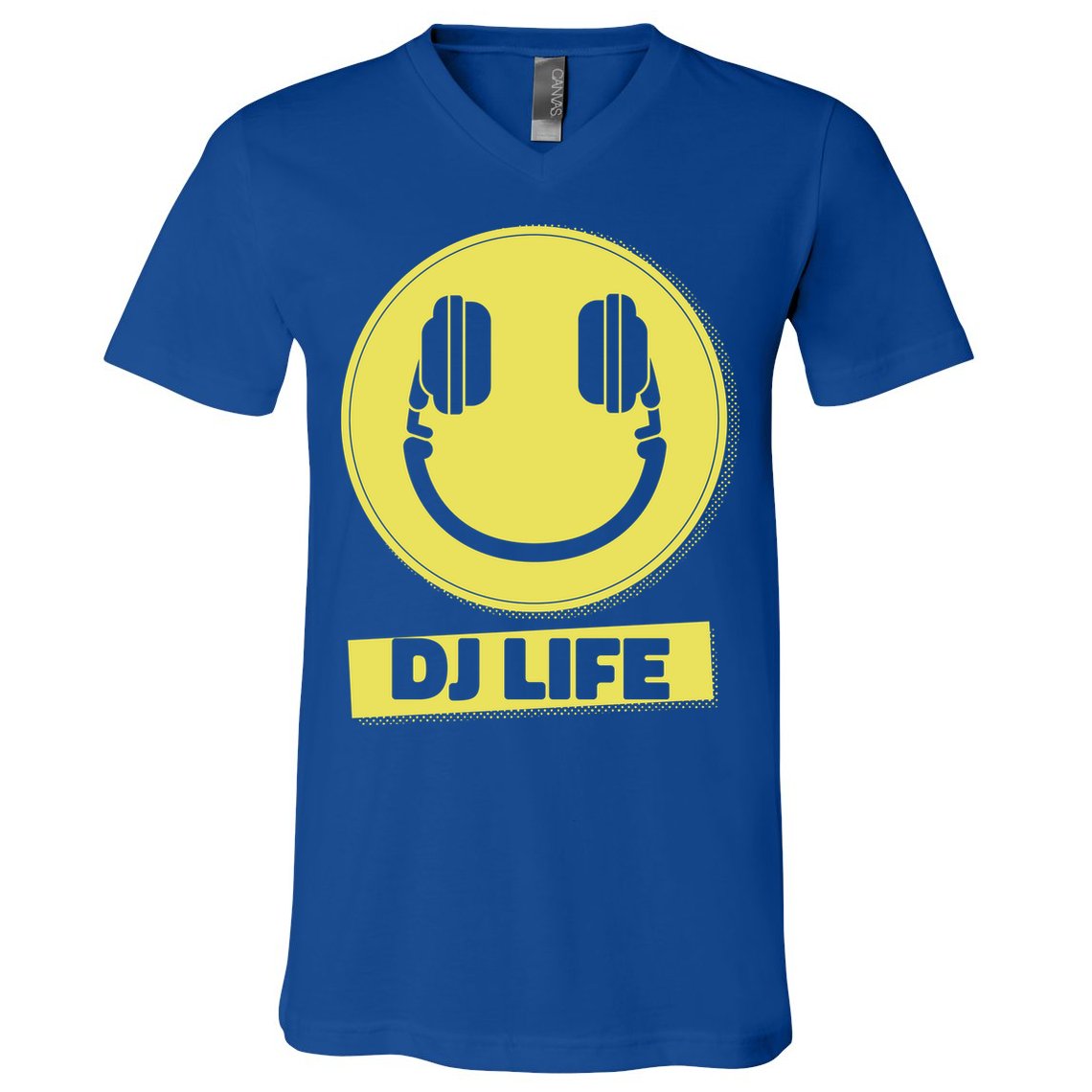 Dj Life Smiley Face V-Neck T-Shirt