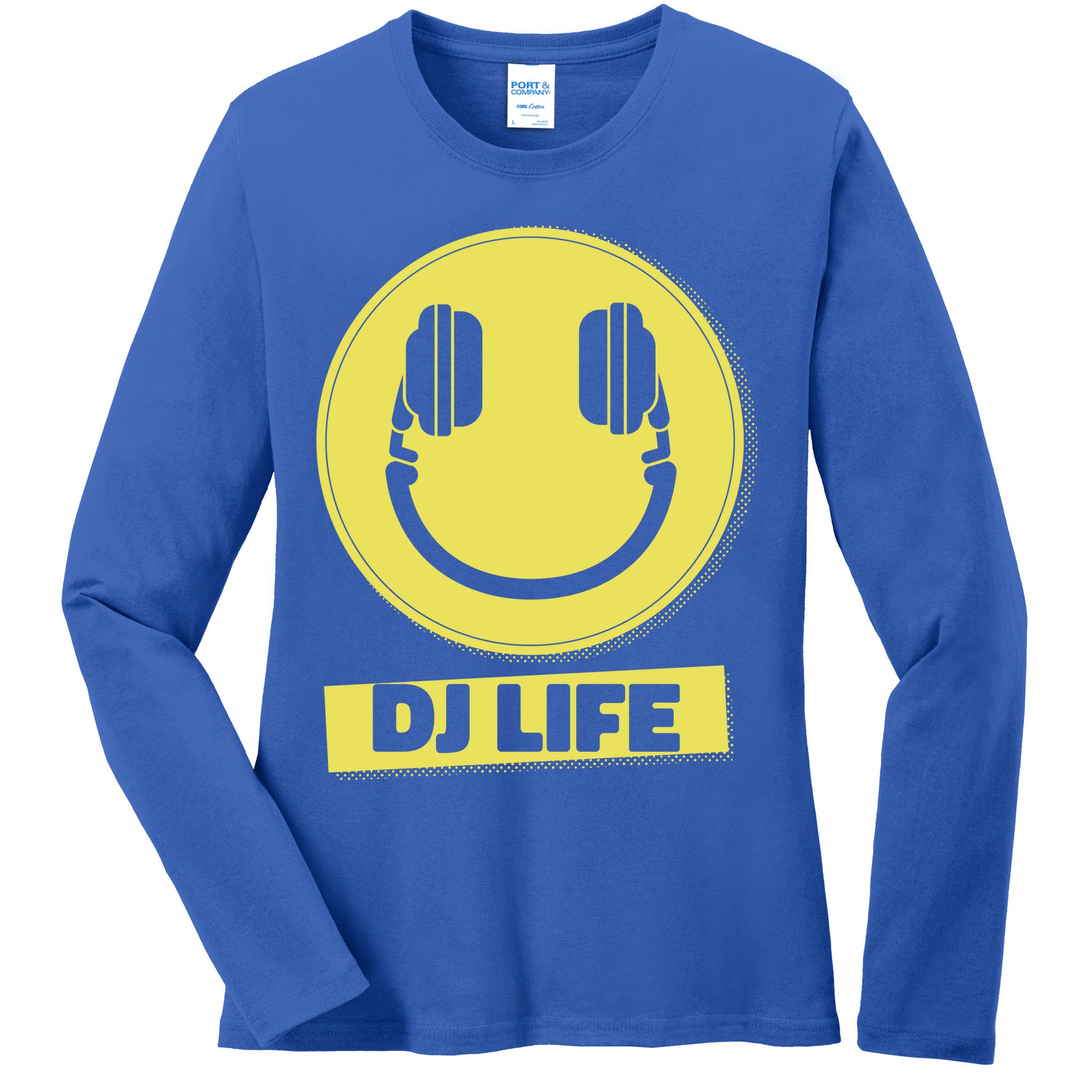 Dj Life Smiley Face Ladies Long Sleeve Shirt