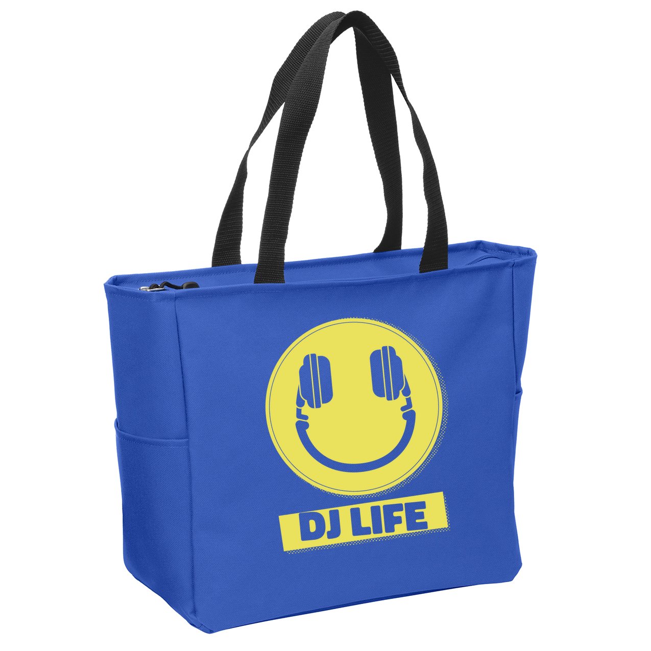 Dj Life Smiley Face Zip Tote Bag