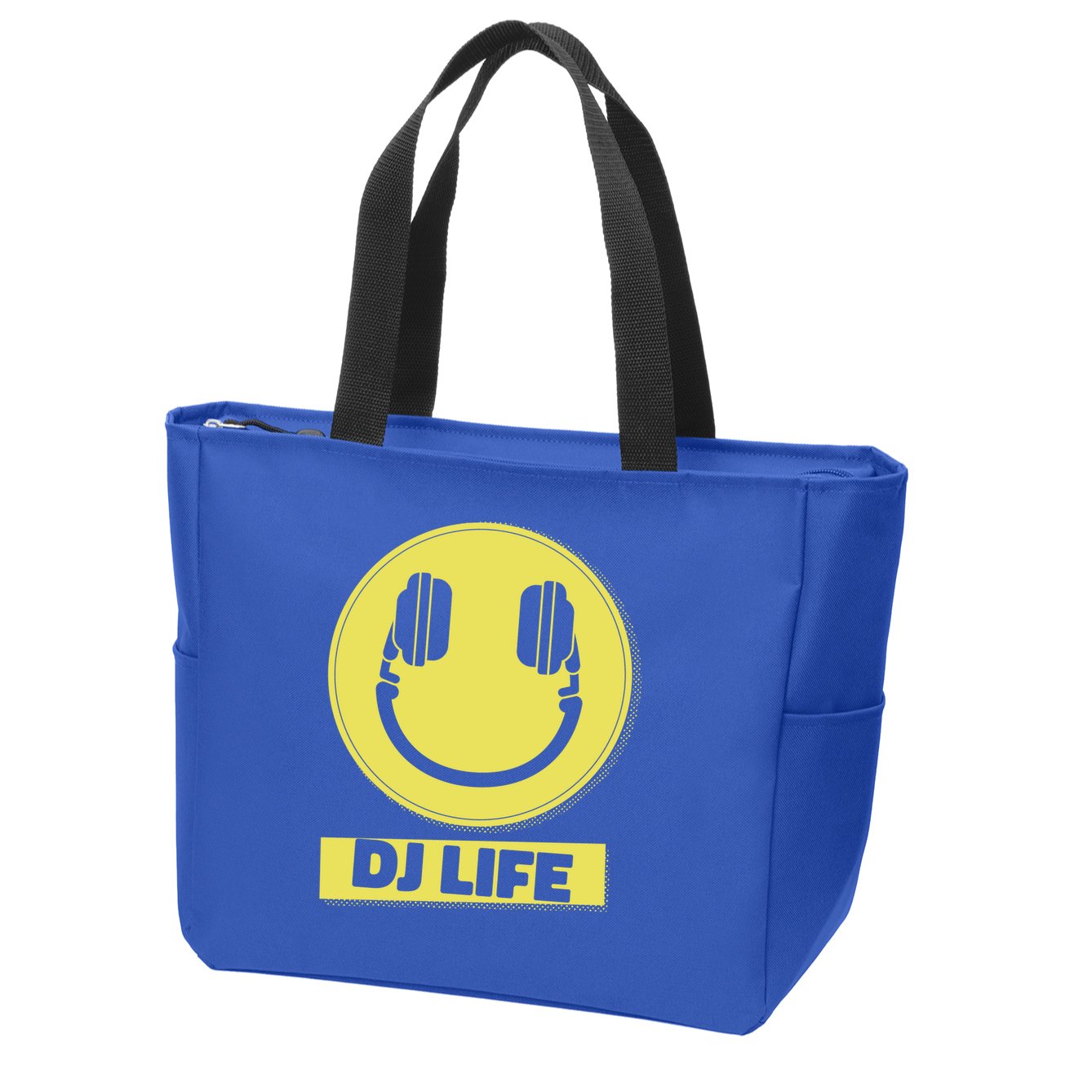 Dj Life Smiley Face Zip Tote Bag