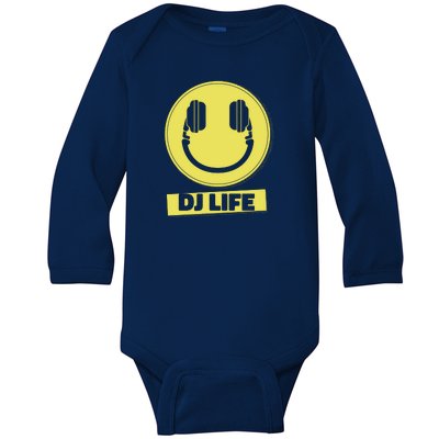 Dj Life Smiley Face Baby Long Sleeve Bodysuit