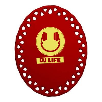 Dj Life Smiley Face Ceramic Oval Ornament