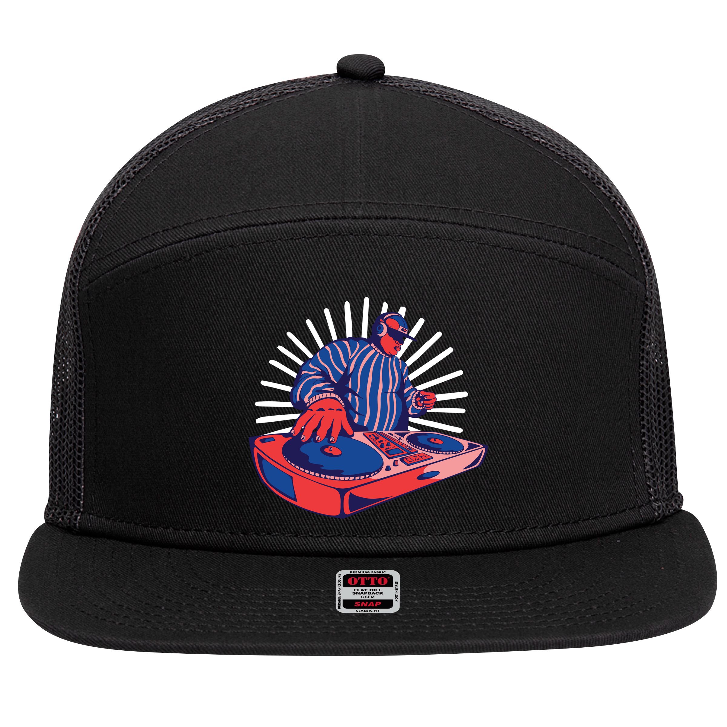 DJ Mixer 7 Panel Mesh Trucker Snapback Hat