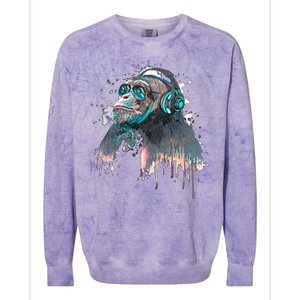 DJ Monkey Thinker Hipster Colorblast Crewneck Sweatshirt