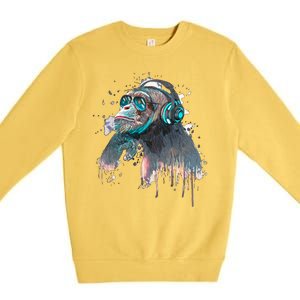 DJ Monkey Thinker Hipster Premium Crewneck Sweatshirt