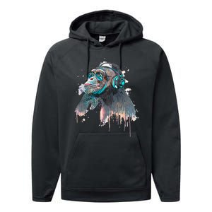 DJ Monkey Thinker Hipster Performance Fleece Hoodie