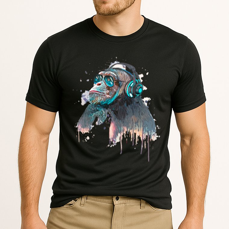DJ Monkey Thinker Hipster Performance Shirt