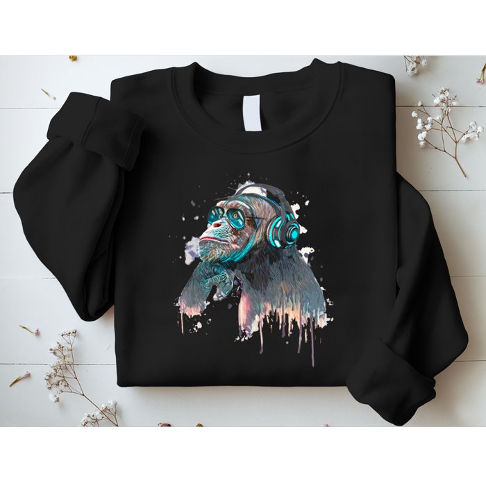 DJ Monkey Thinker Hipster Sweatshirt
