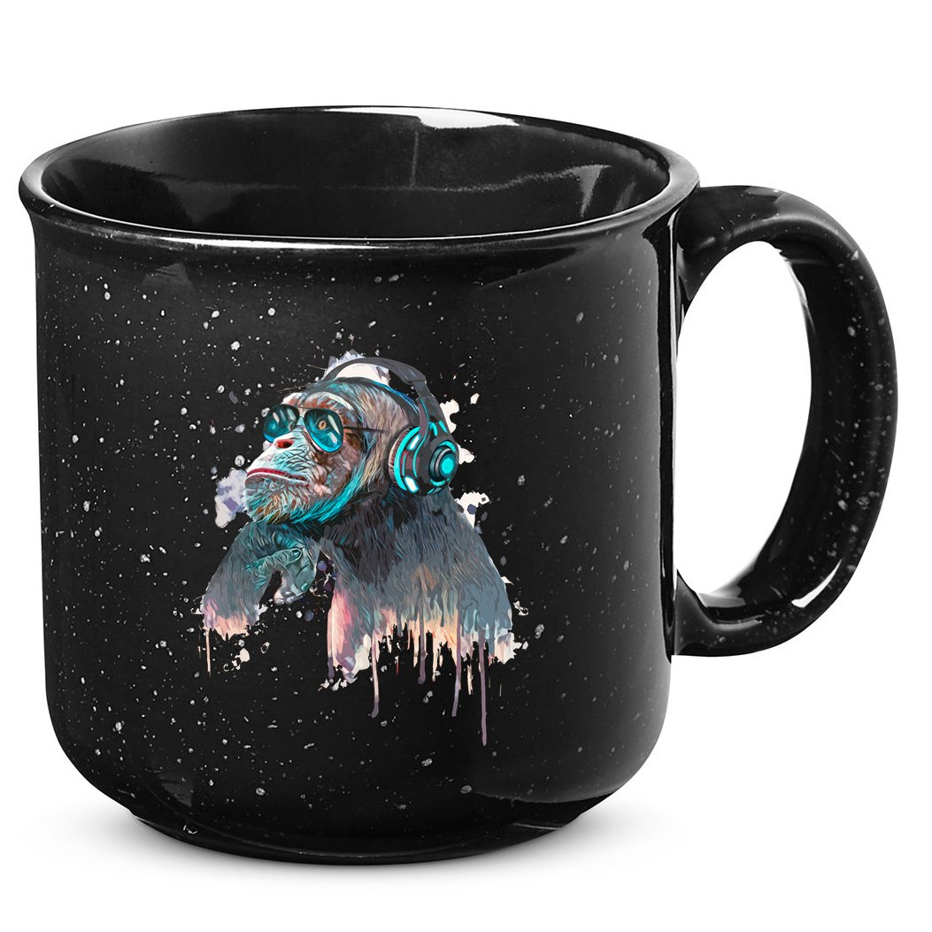DJ Monkey Thinker Hipster 15oz Campfire Ceramic Mug