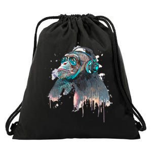 DJ Monkey Thinker Hipster Drawstring Bag