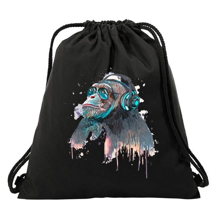 DJ Monkey Thinker Hipster Drawstring Bag